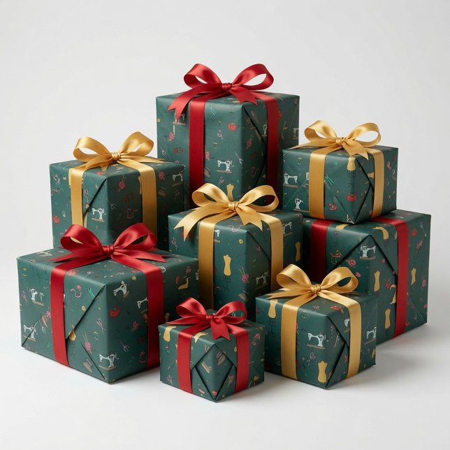 Vintage skräddare syverktyg inslagningspapper (Skapare uppladdad)