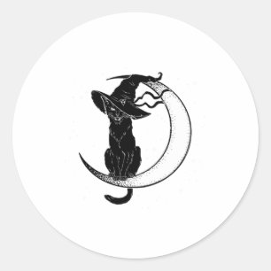 Vintage skrämmande Halloween svart katt kostym skj Runt Klistermärke
