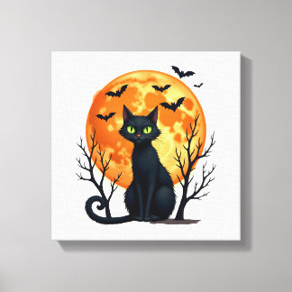 Vintage skrämmande julkattekostym Retro kattmåne Canvastryck