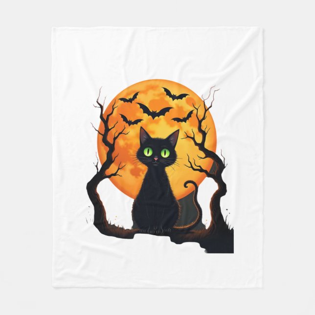 Vintage skrämmande julkattekostym Retro kattmåne Fleecefilt (Framsidan)