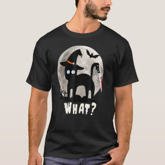 Vintage skrämmande svart katt Halloween kostym Häx T Shirt