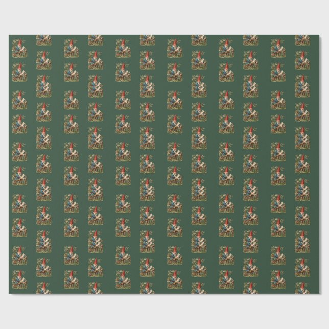 Vintage Skräpbild - TRÄDGÅRDSTOMTAR 20 Presentpapper (Platt)