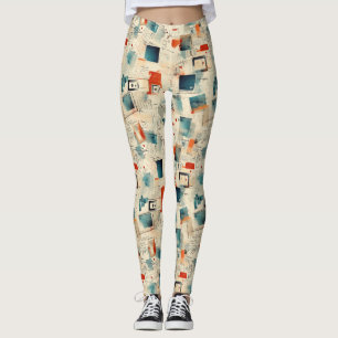 Vintage Skrapbok Mönster (3) Leggings