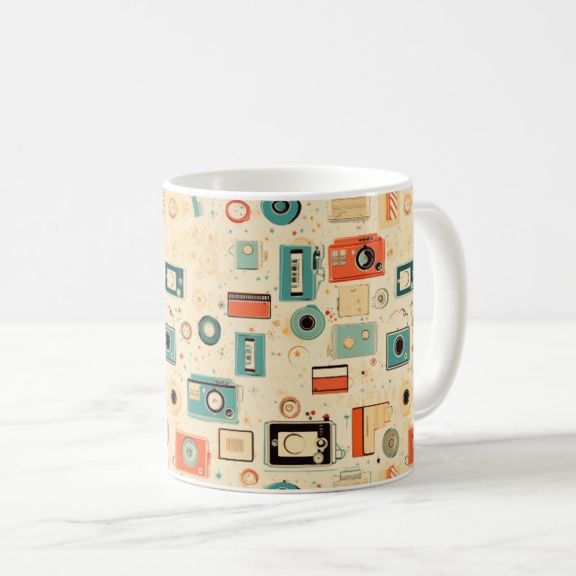 Vintage Skrapbook Mönster Kaffemugg (Framsida höger)