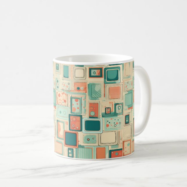 Vintage Skrapbook Mönster Kaffemugg (Framsida höger)