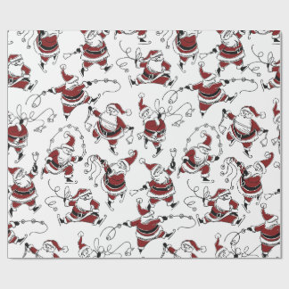Vintage Skridskoåkande Tomte Julpresentpapper Presentpapper