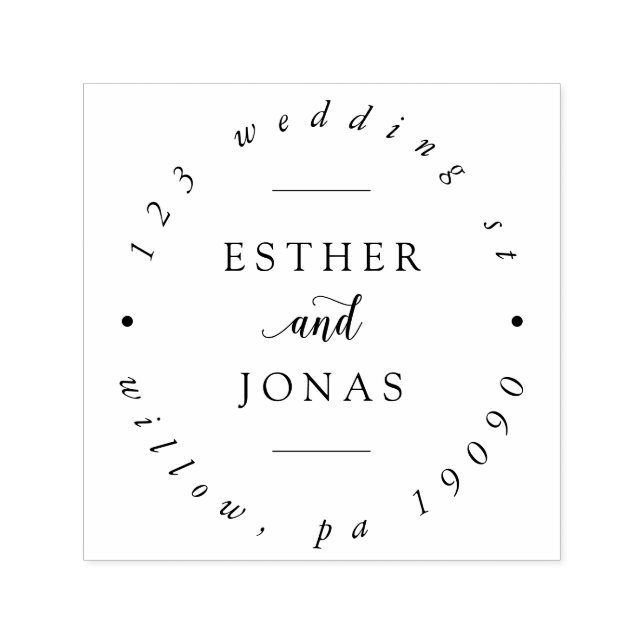 Vintage Skriptet Bröllop Circular Adress Självfärgande Stämpel (Design)