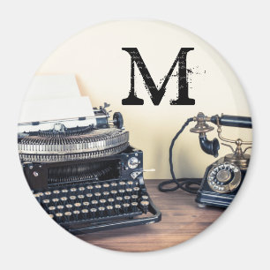 Vintage Skriv Retro Monogram - initialt magnet