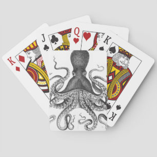 Vintage Skriv ut bläckfisk Casinokort