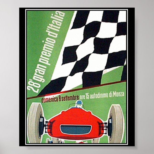 vintage Skriv ut Poster bil Tävling Italien Monza (Framsidan)