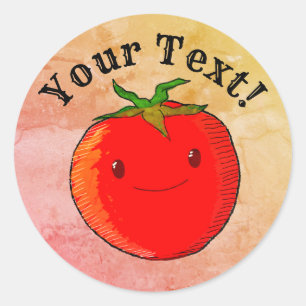 Vintage Skriv ut Stil Cute Tecknad Tomato Runt Klistermärke
