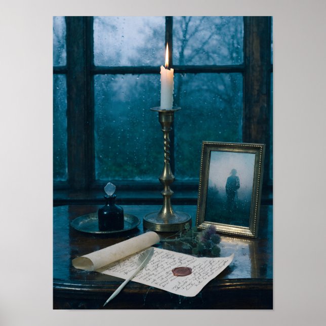 Vintage skrivbord Still Life Konsttryck Poster (Framsidan)