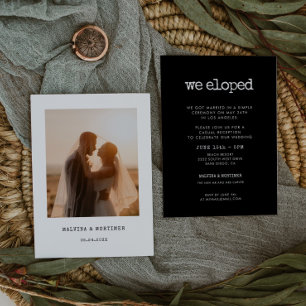 Vintage skrivmaskin Elopement mottagningsfoto Inbjudningar