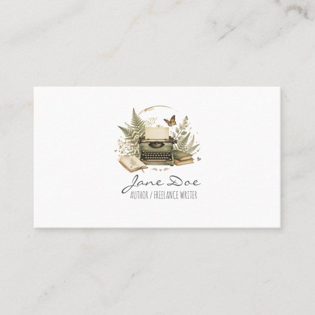 Vintage skrivmaskin Författare Affärs kort vattenf (Framsida)