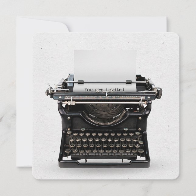 Vintage skrivmaskin Pension party inbjudan (Framsida)