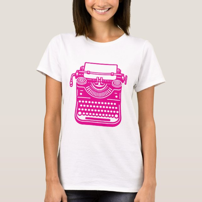 Vintage skrivmaskin - Rosa T Shirt (Framsida)