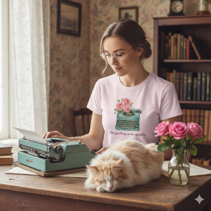 Vintage skrivmaskin Storytelling Författare Rosa T Shirt