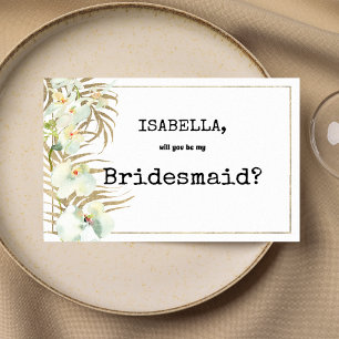 Vintage skrivmaskin vit guld orchid Bridesmaid Inbjudningar