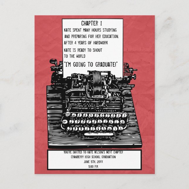 Vintage skrivmaskin vykort (Framsida)