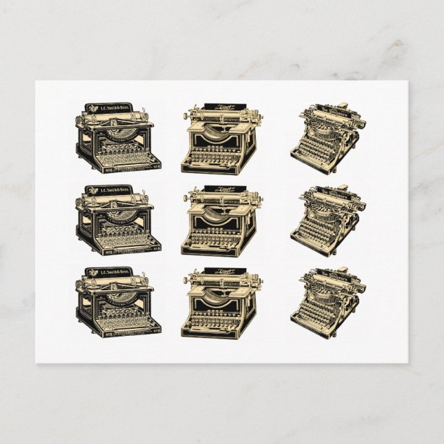 Vintage skrivmaskiner vykort (Framsida)