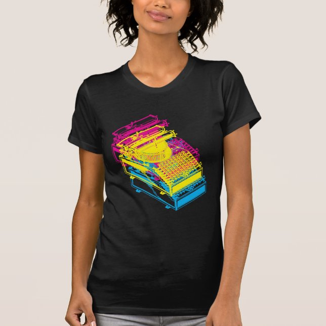 Vintage skrivmaskinspatent CMY Pop Art Tee (Framsida)
