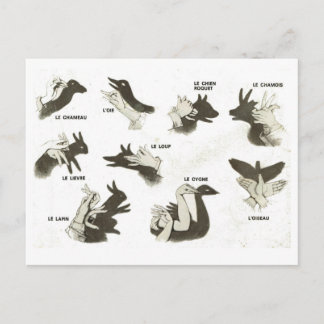 Vintage, skuggmariettsformer, ombres chinoises vykort