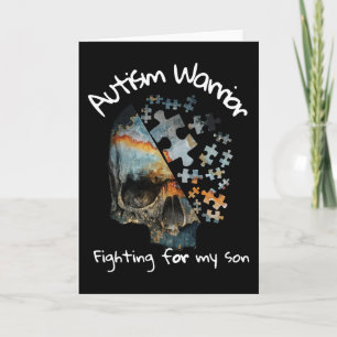 Vintage Skull Autism Warrior Fighing for My Son Kort