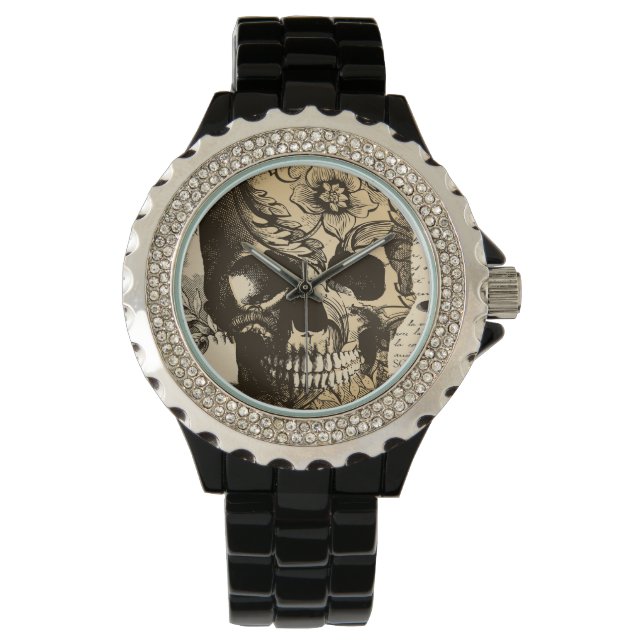 Vintage Skull Black and White Dam Watch Armbandsur (Framsida)
