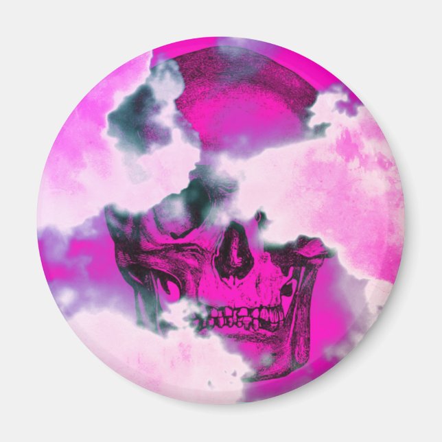 Vintage Skull Clouds Magnet (Framsidan)