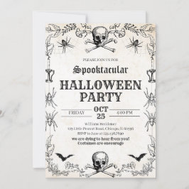 Vintage Skull Halloween Birthday Inbjudningar