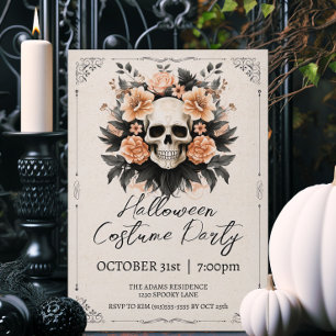 Vintage Skull Halloween Inbjudningar