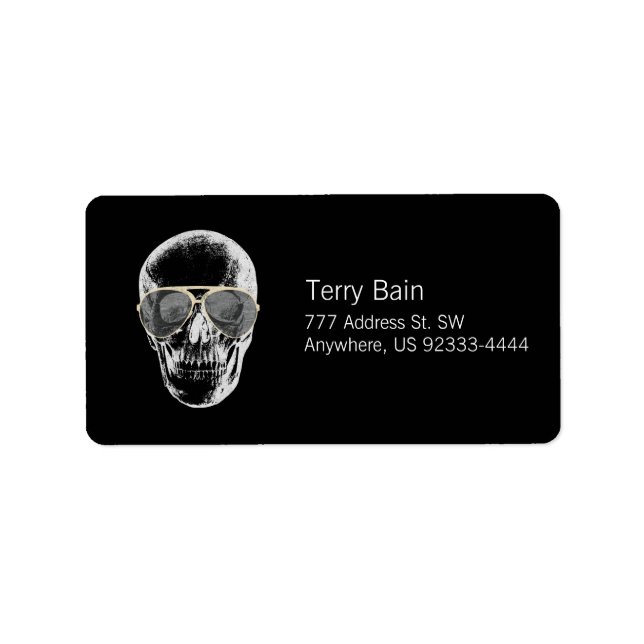 Vintage Skull i solglasögon Adressetikett (Framsidan)