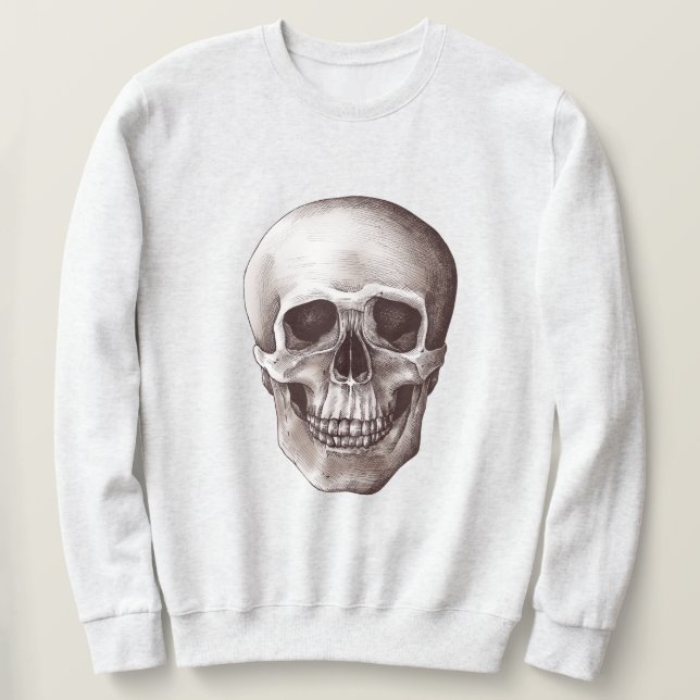 Vintage Skull Lång Ärmad Tröja (Design framsida)