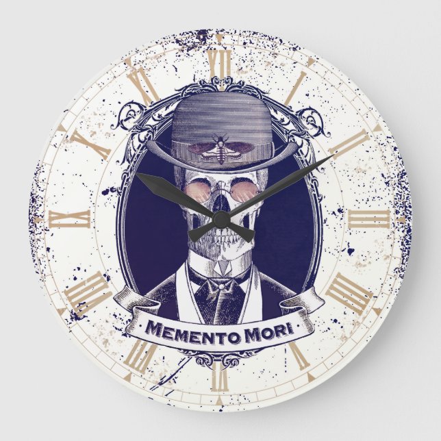 Vintage Skull Memento Mori väggklocka (Framsida)