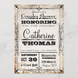 Vintage Skull och blommor Par Shower Inbjudan