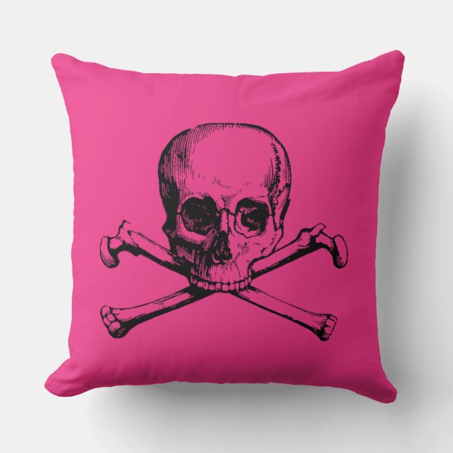 Vintage Skull och korsben Kudde (Framsida)