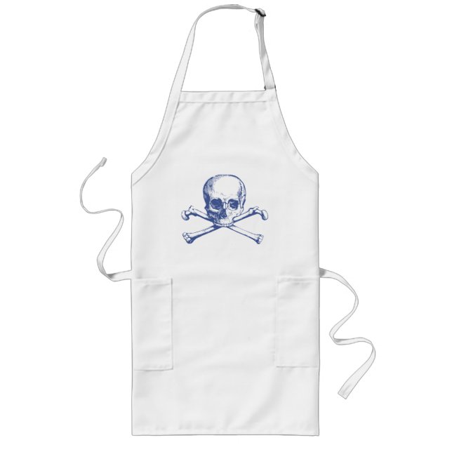 Vintage Skull och korsben Långt Förkläde (Framsidan)