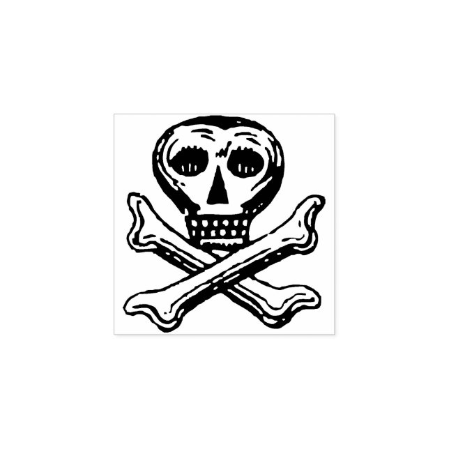 Vintage Skull och korsben Stämpel (Tryck)