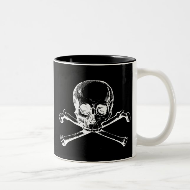 Vintage Skull och korsben Två-Tonad Mugg (Höger)