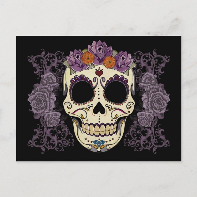 Vintage Skull och Ro vykort (Framsida)