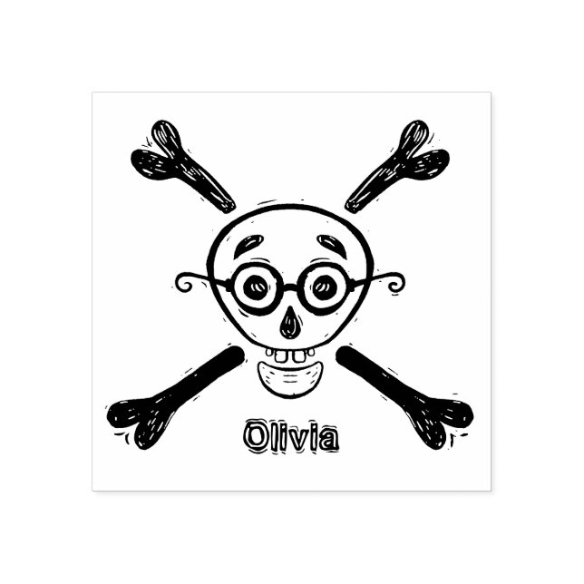 Vintage Skull, personlig för krosben, ögonglasögon Stämpel (Tryck)