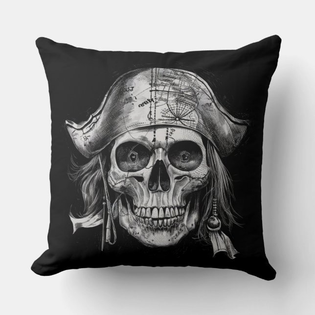 Vintage Skull Pirat Kudde (Framsida)