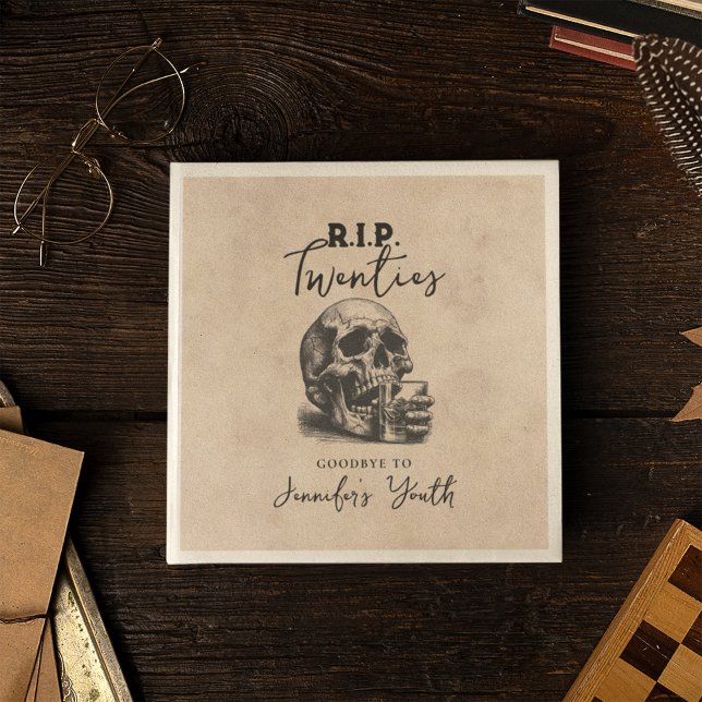 Vintage Skull RIP Twenties Whiskey-Födelsedagsfest Pappersservett (Skapare uppladdad)