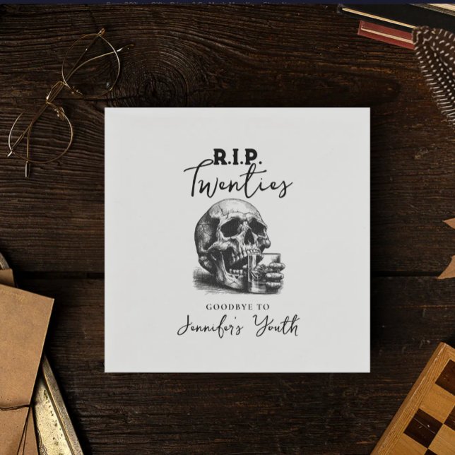 Vintage Skull RIP Twenties Whiskey-Födelsedagsfest Pappersservett (Skapare uppladdad)