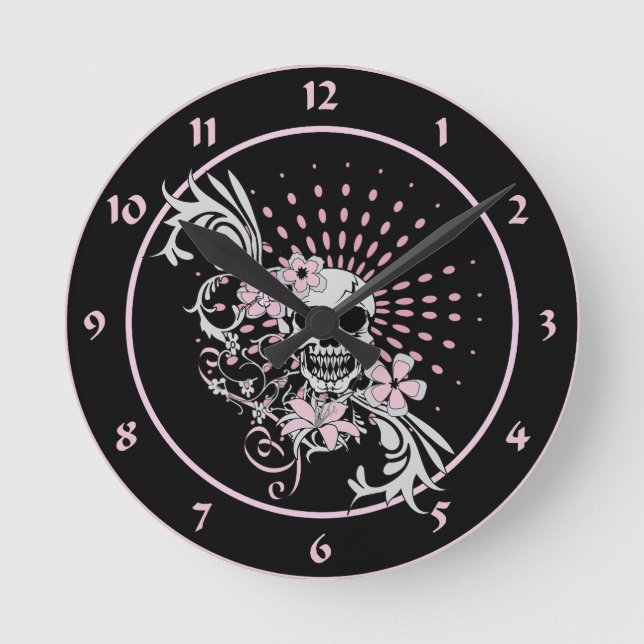 Vintage Skull Rund Klocka (Framsida)