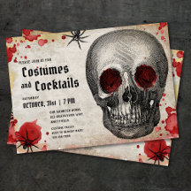 Vintage Skull Spider Bloody Vuxen Halloween Inbjud