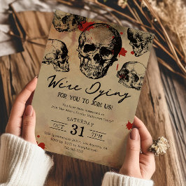 Vintage Skull-Vuxen Halloween fest Inbjudningar