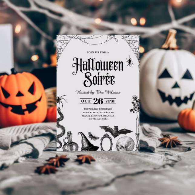 Vintage Skull Vuxen Halloween Soiré Inbjudan (Skapare uppladdad)