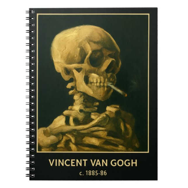 Vintage Skullrök - Unik van Gogh Inspired Anteckningsbok (Framsidan)