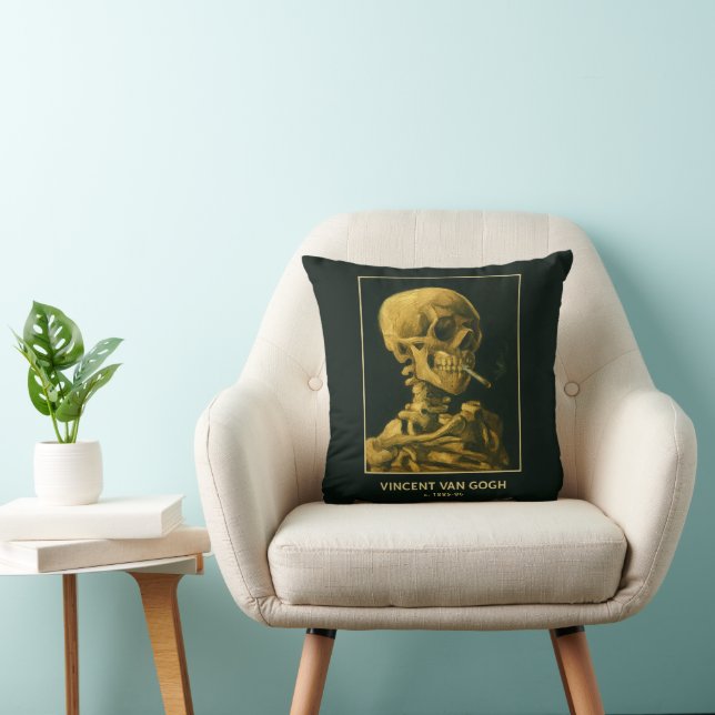 Vintage Skullrök - Unik van Gogh Inspired Kudde (Stol)